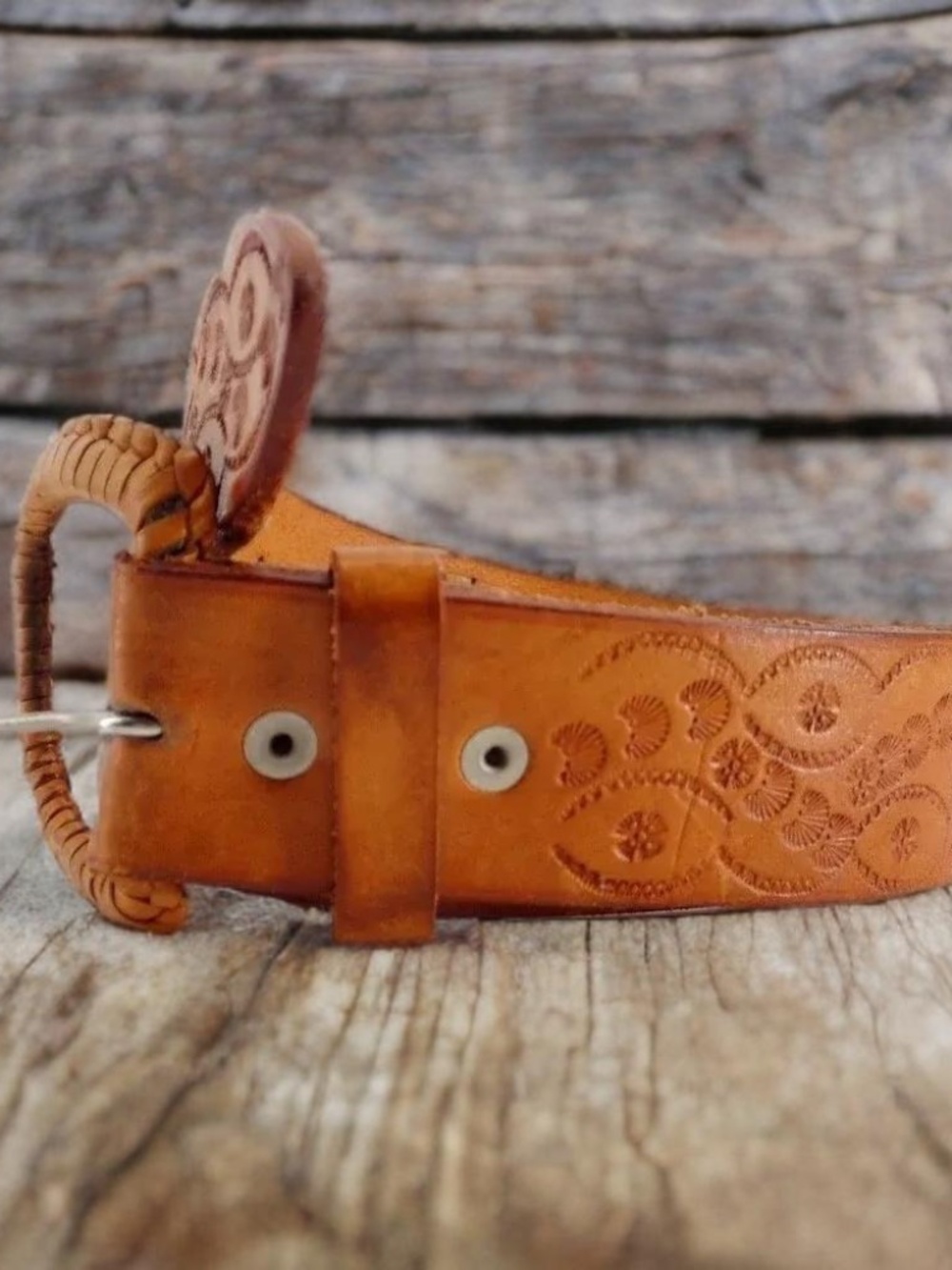 Stamped Leather Mens Size 38 Western Snake Stamp Leather Belt Made in Mexico NEW - Picture 6 of 16
